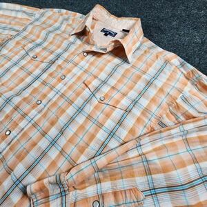 Panhandle Plaid Pearl Snap Slim Shirt‎ Men's Size XL Western Rodeo Pockets